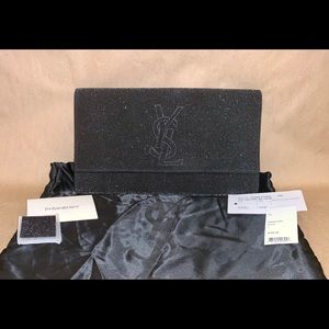 YVES SAINT LAURENT Black Glitter YSL Clutch Bag